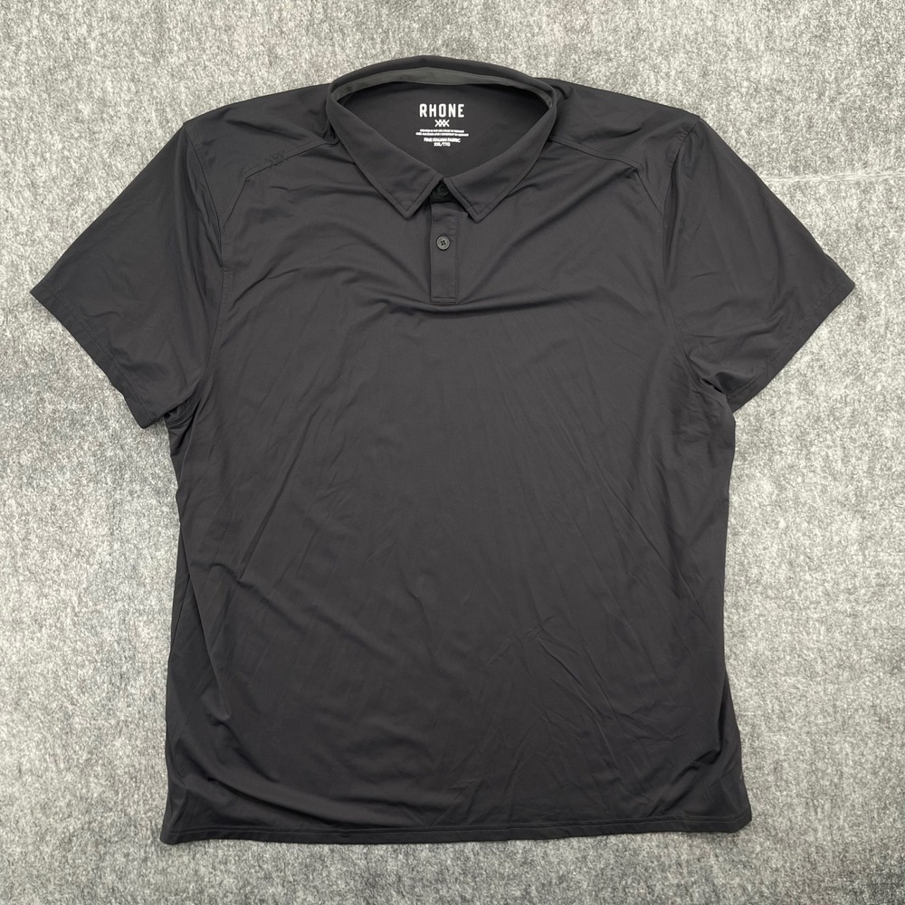 Rhone Shirt Mens 2XL Black  Delta Pique Polo Performance Golf Italian Fabric